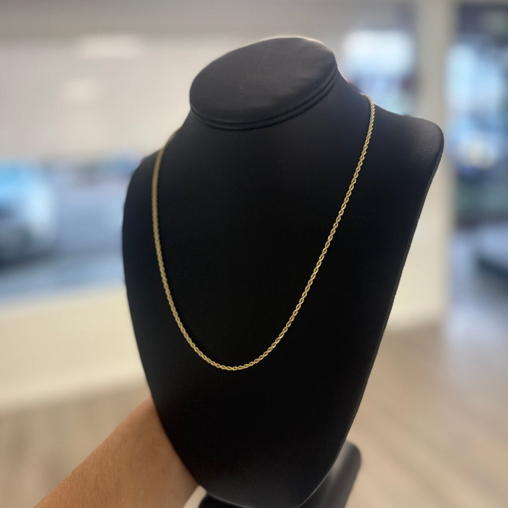 14k Gold 2mm Solid Rope Chain