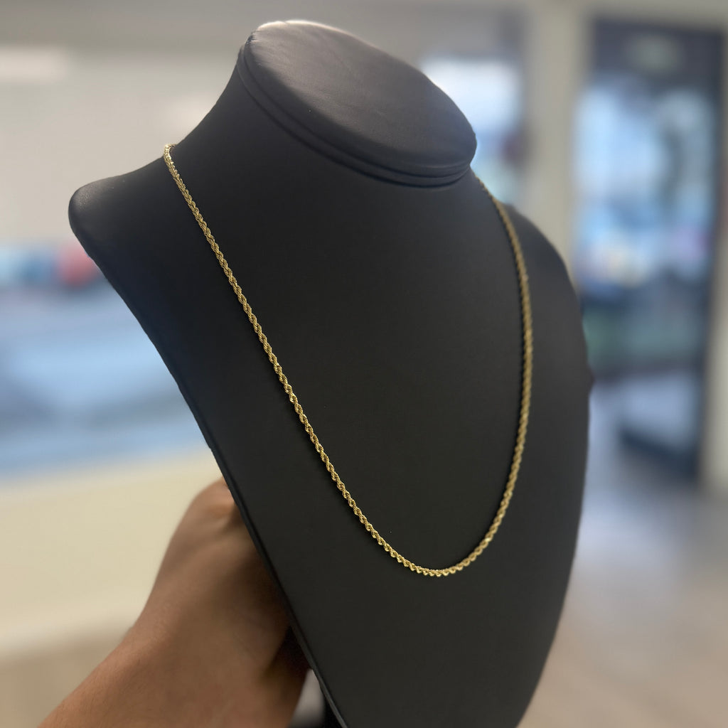 14k Gold 2mm Solid Rope Chain