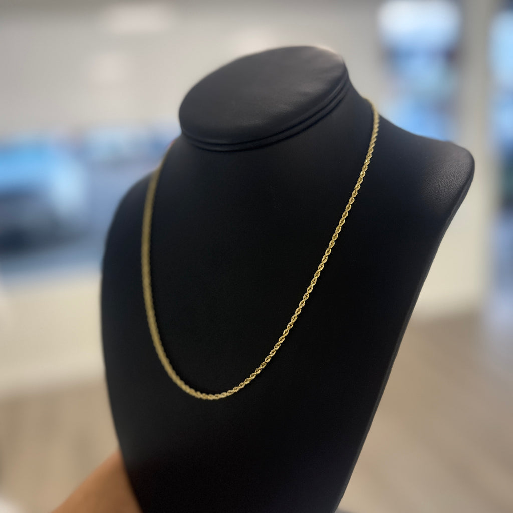 14k Gold 2mm Solid Rope Chain