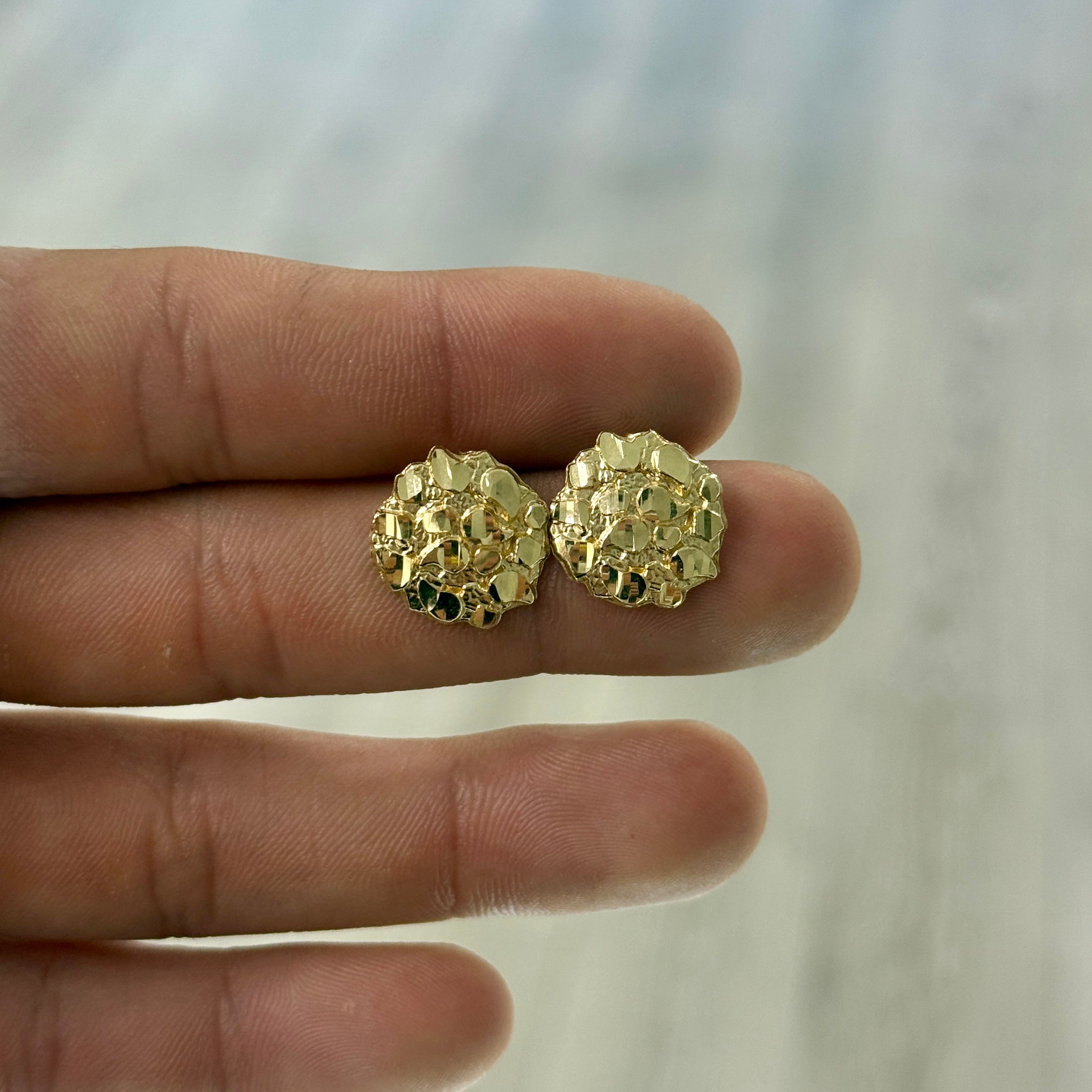 14k Gold Big Nugget Earrings