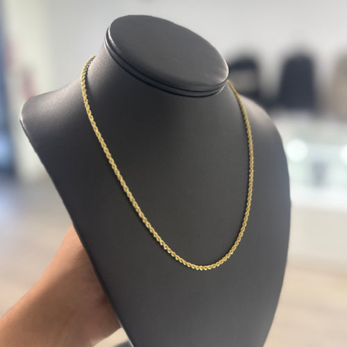 10k Gold 2.5mm Solid Rope Chain