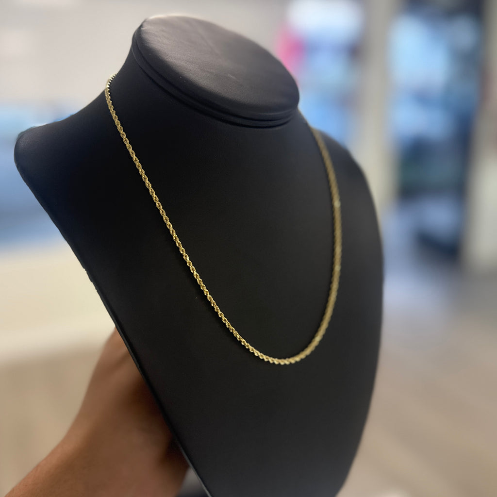 14k Gold 2mm Solid Rope Chain
