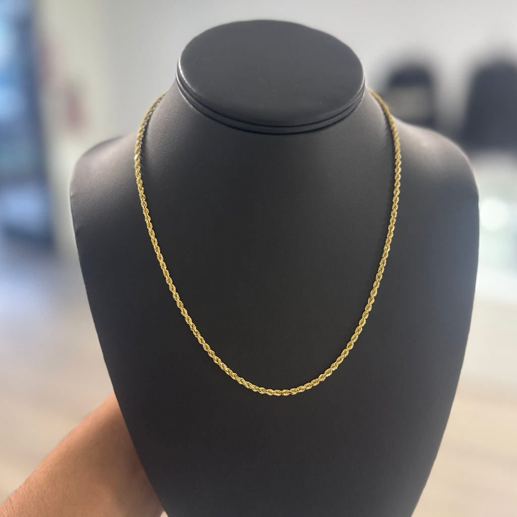 10k Gold 2.5mm Solid Rope Chain