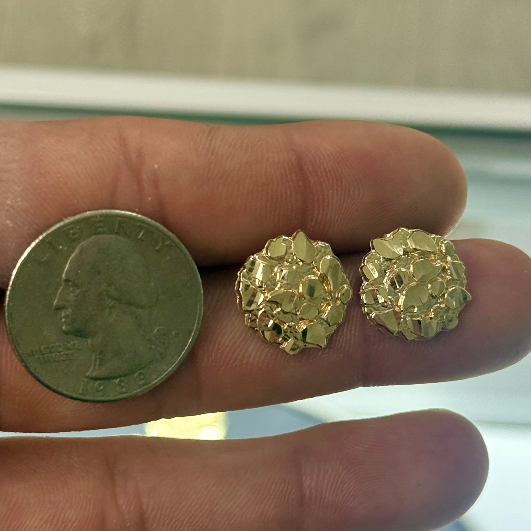 14k Gold Big Nugget Earrings