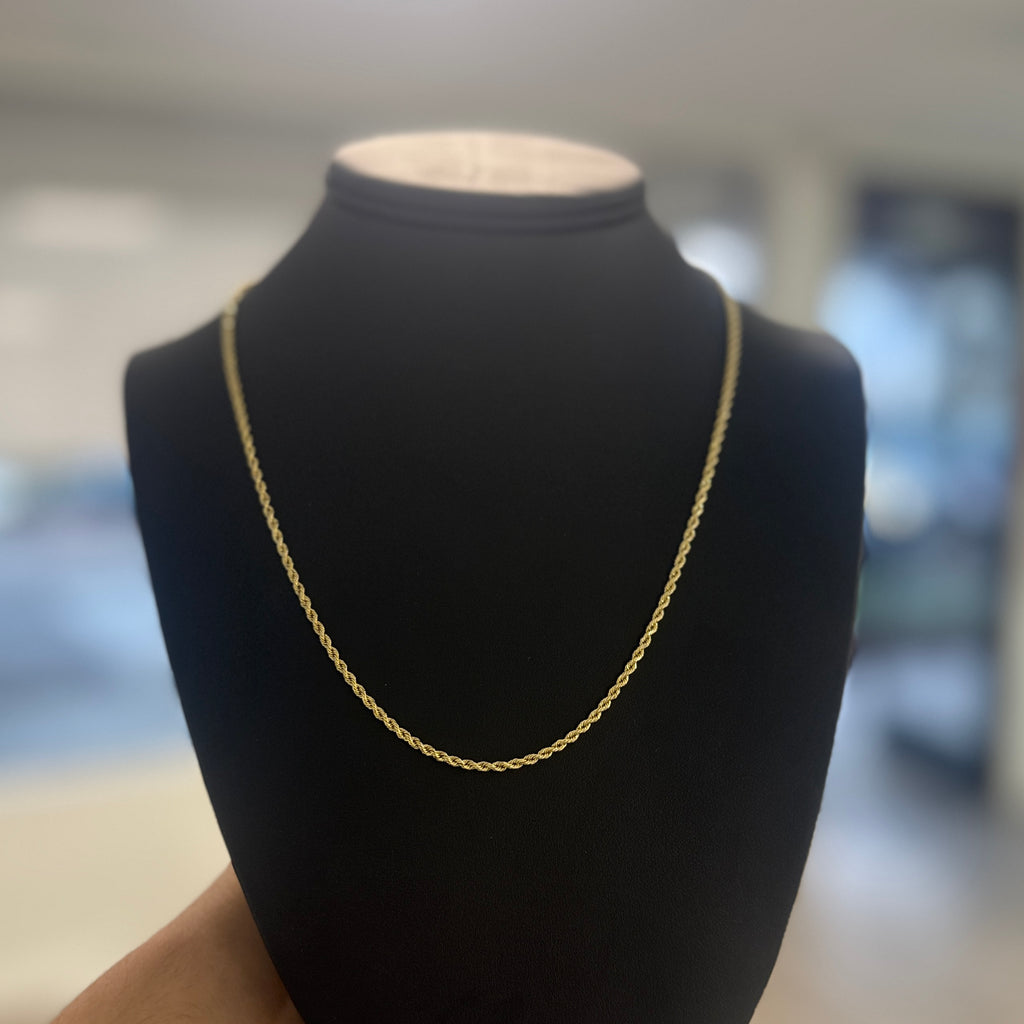 14k Gold 2mm Solid Rope Chain