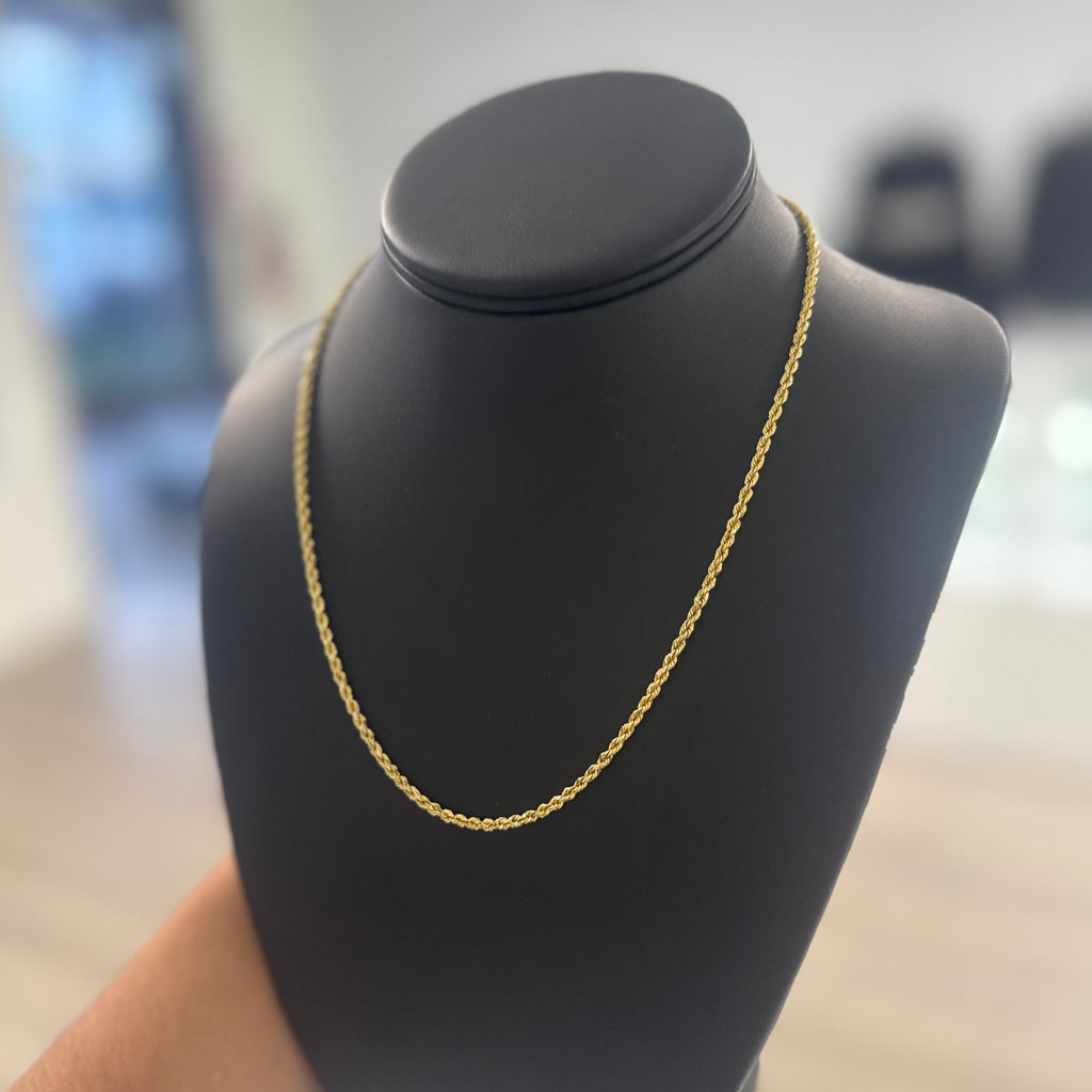 10k Gold 2.5mm Solid Rope Chain
