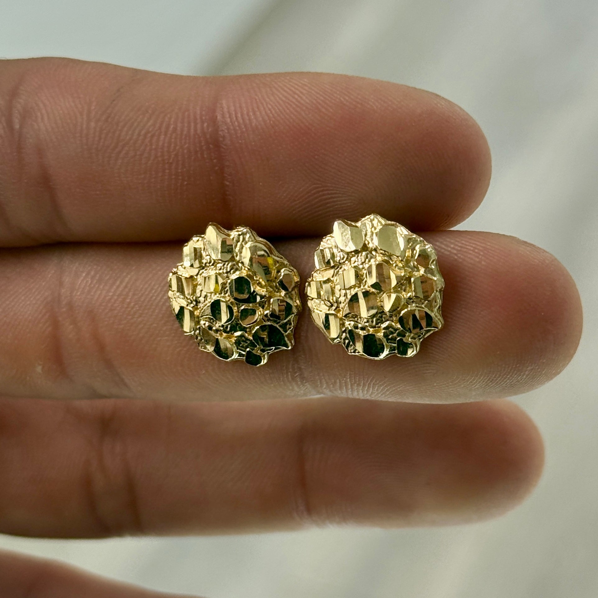 14k Gold Big Nugget Earrings