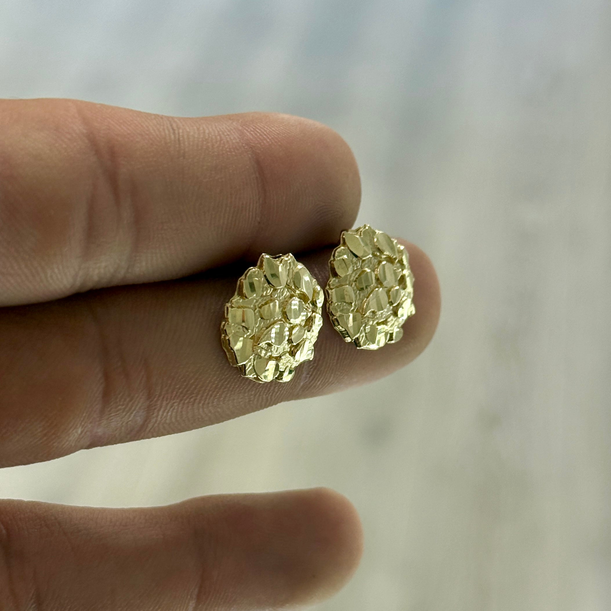 14k Gold Big Nugget Earrings