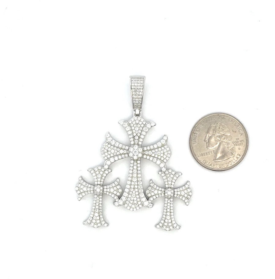 Moissanite Triple Cross Pendant