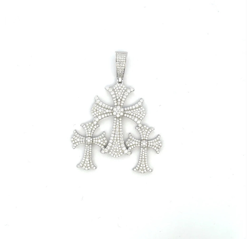 Moissanite Triple Cross Pendant