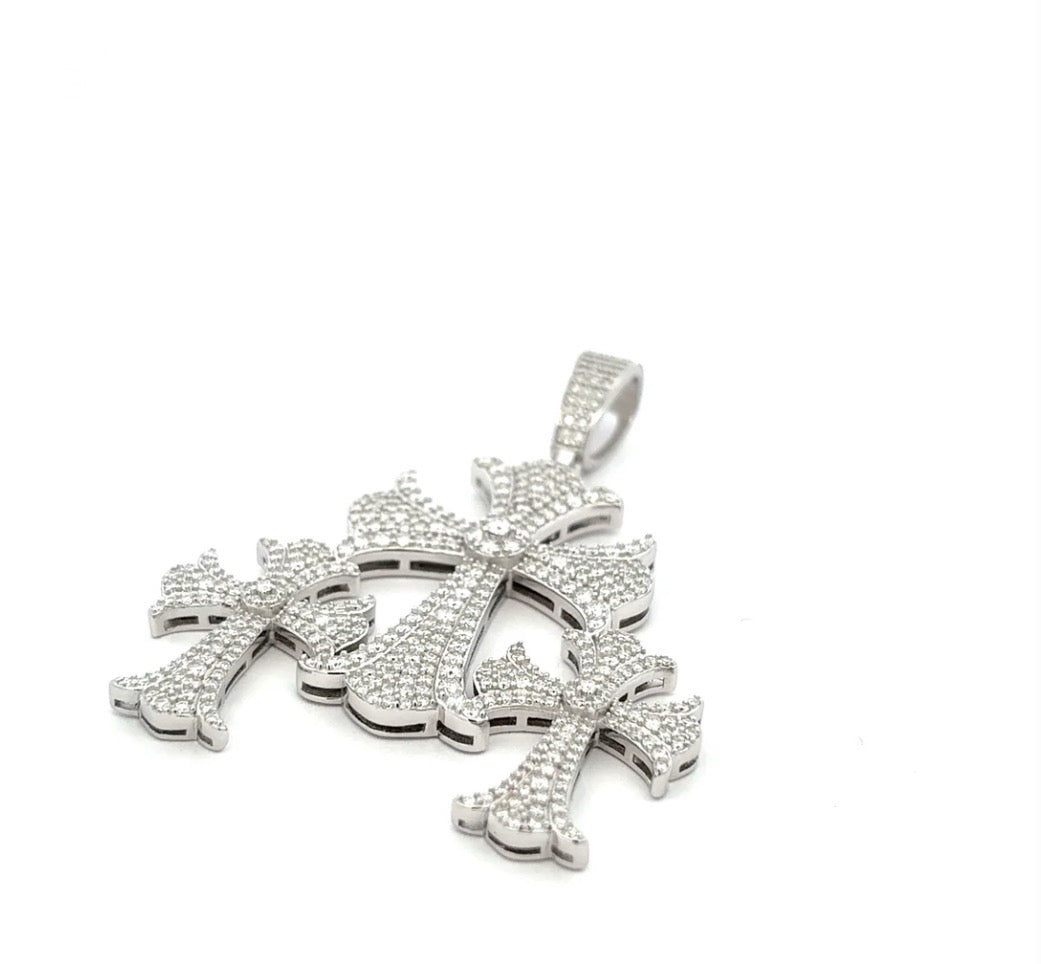 Moissanite Triple Cross Pendant