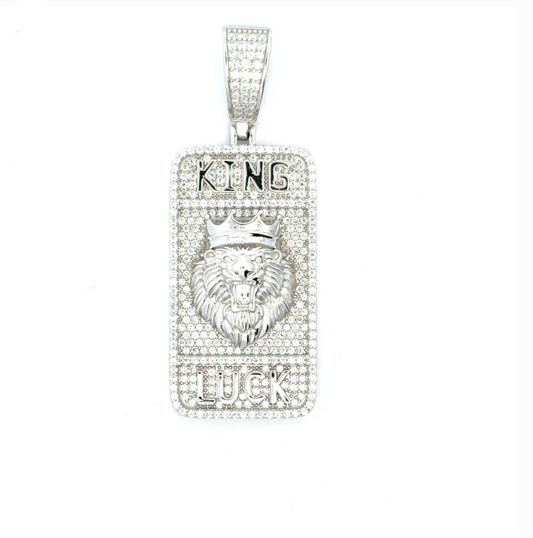 Moissanite Lion Face Card Pendant