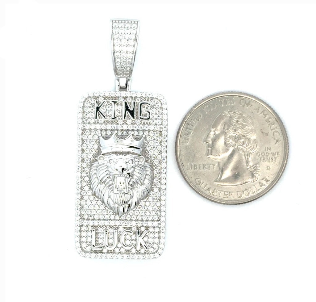 Moissanite Lion Face Card Pendant