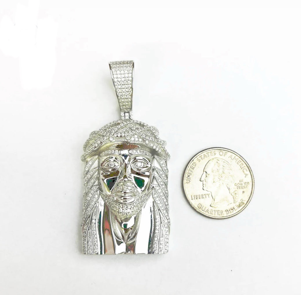 Moissanite Jesus Face Pendant