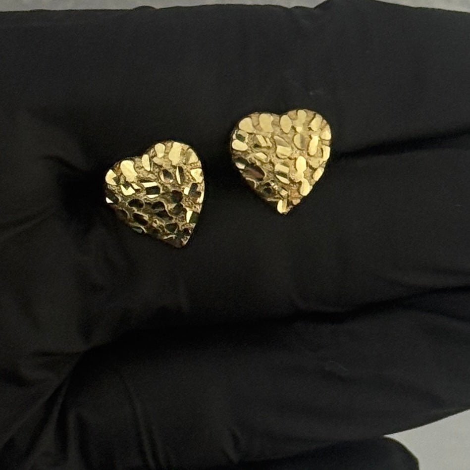 10k Heart Nugget Earrings