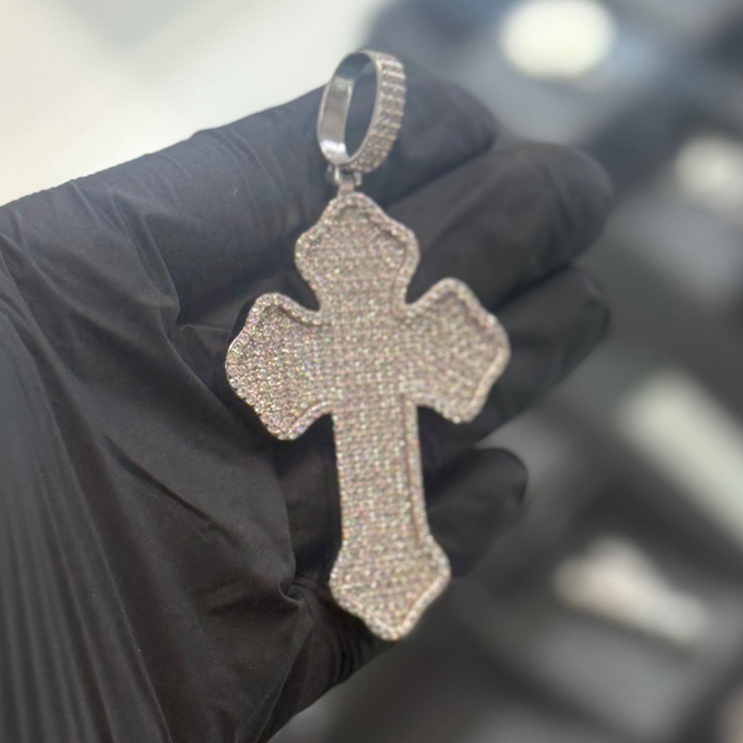 Big Cz Cross Pendant