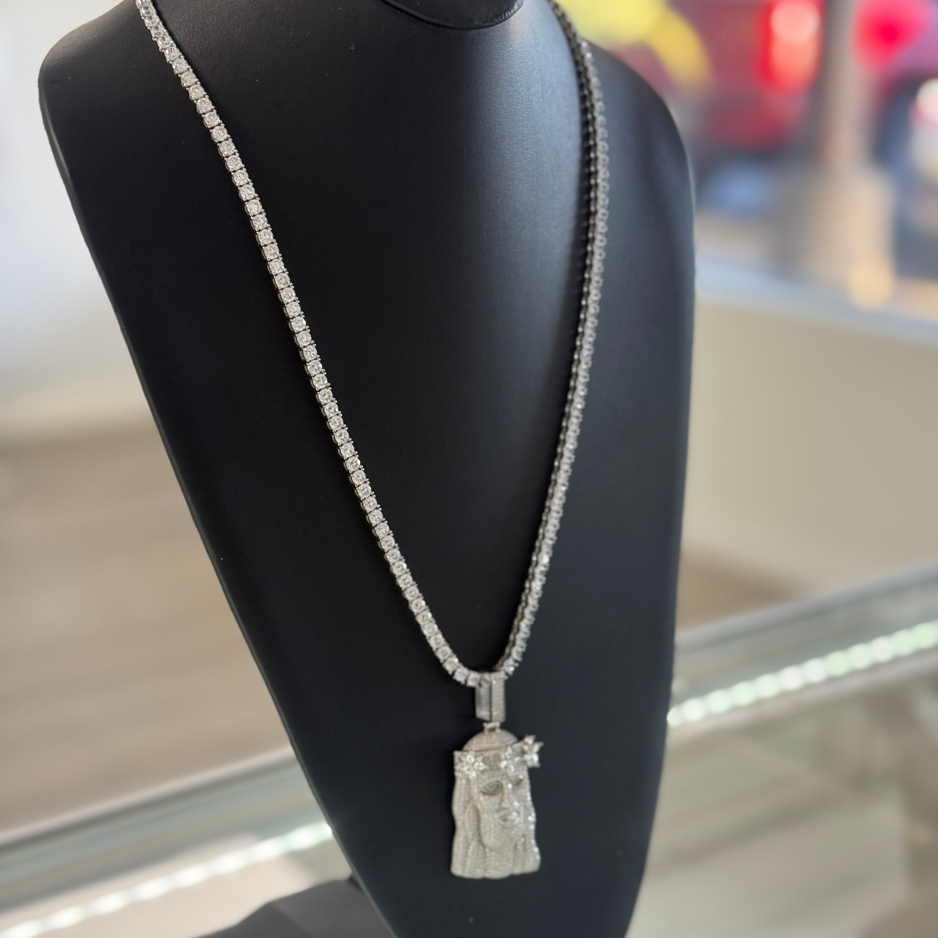 CZ Tennis Jesus Face Set