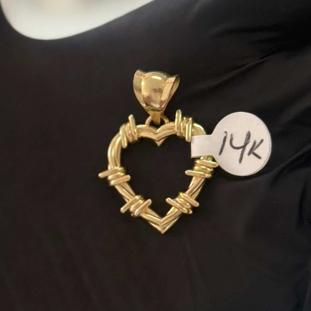14k Gold Open Heart Pendant