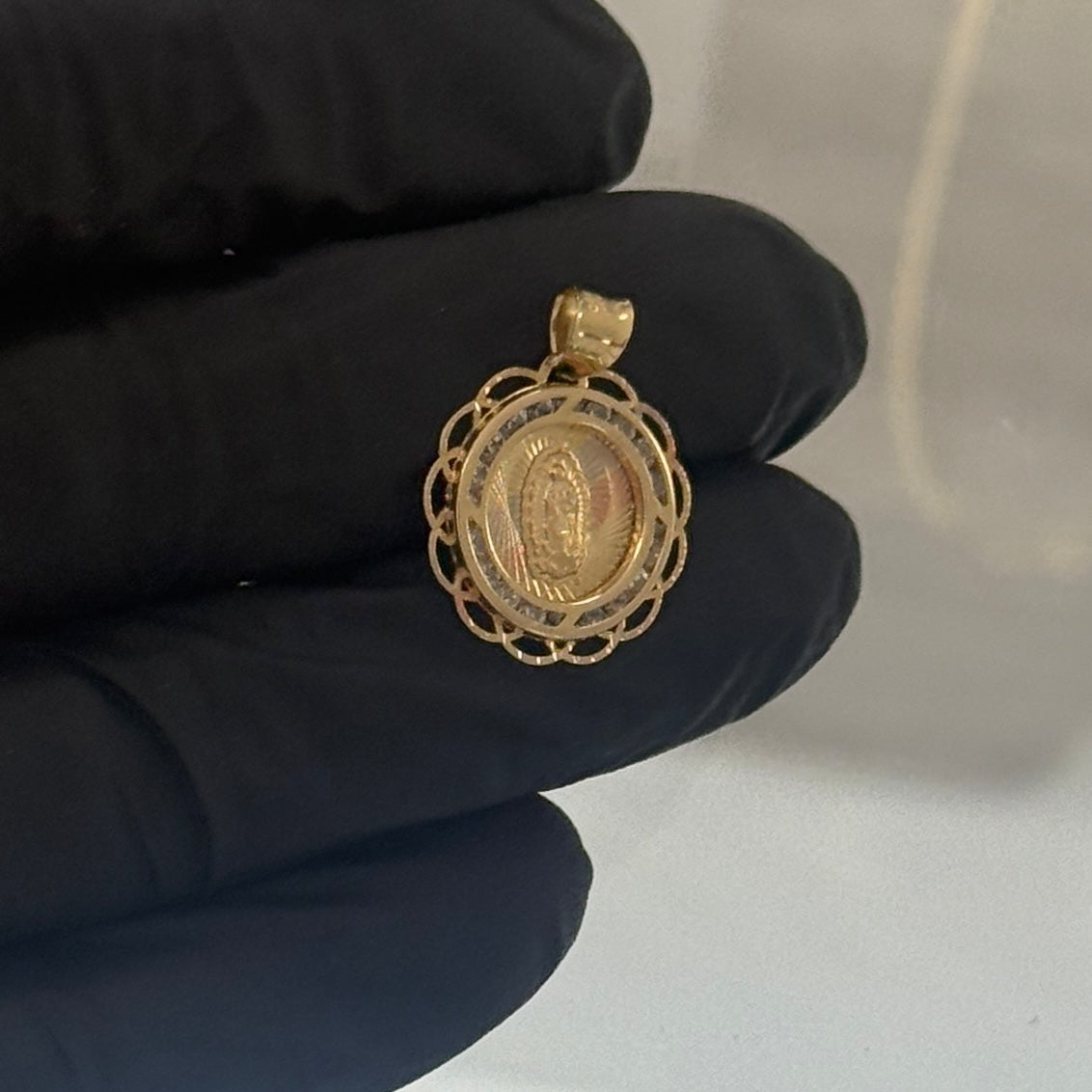 14k 3-tone Virgin Mary Small Medal