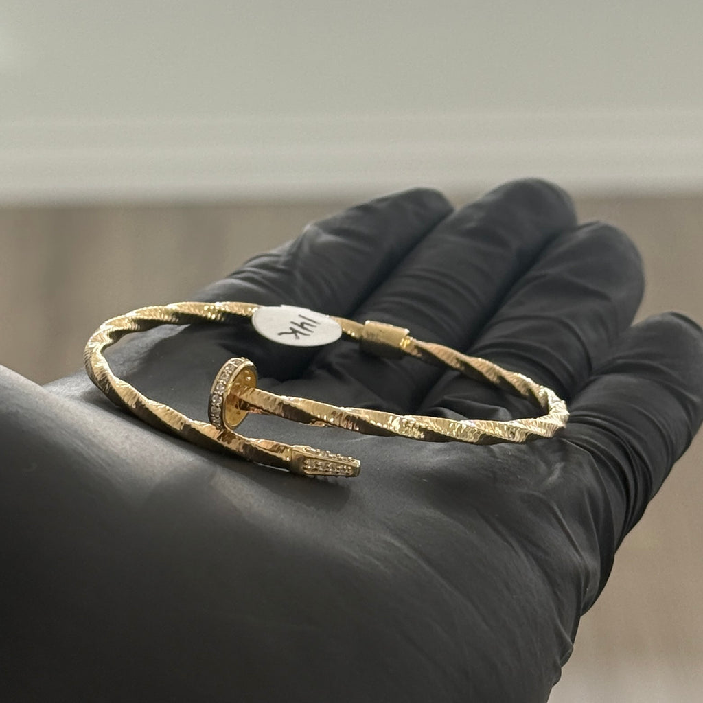 14k Gold Nail Women Bracelet