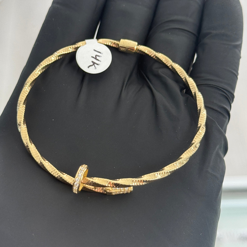 14k Gold Nail Women Bracelet
