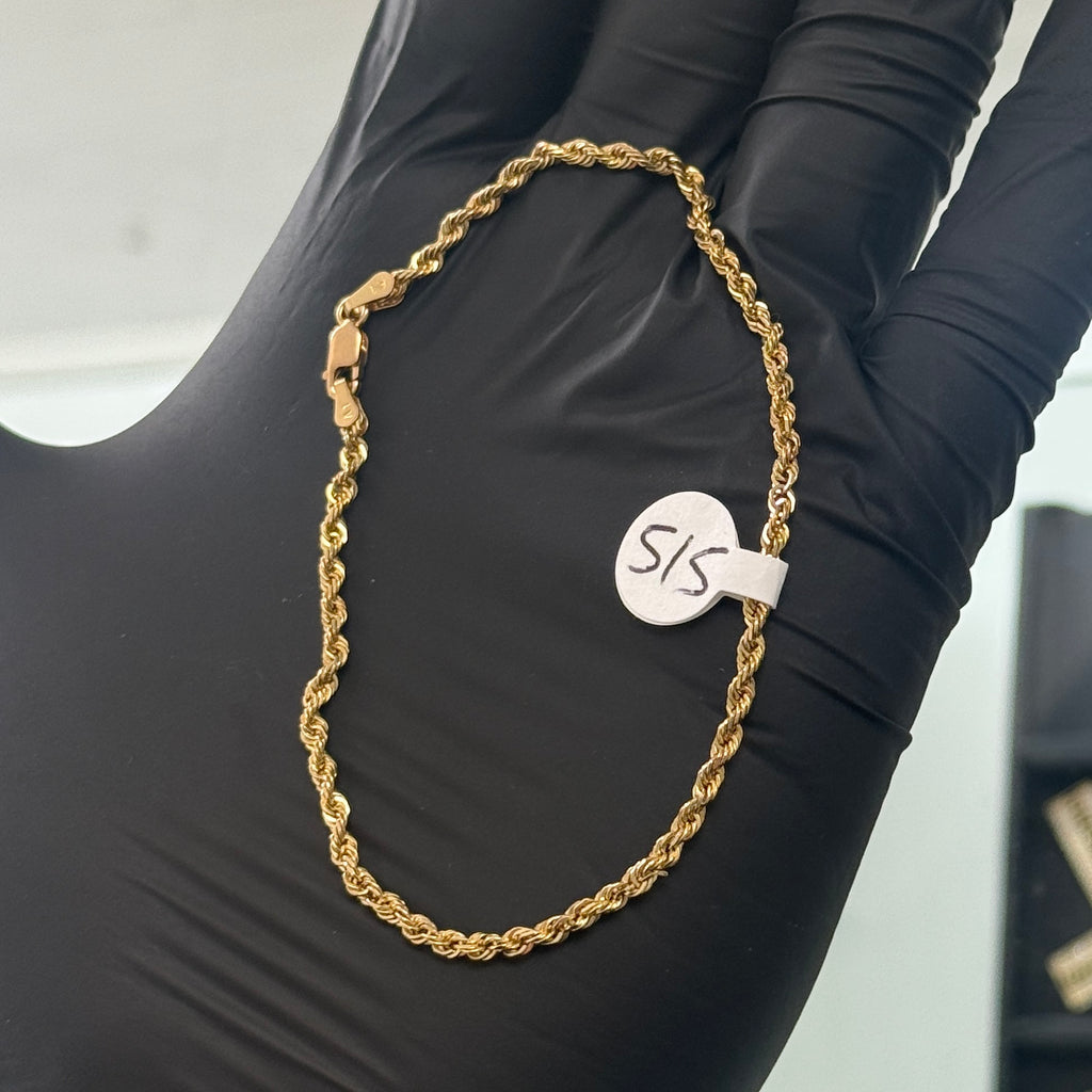 10k Gold 2.5mm Rope Bracelet