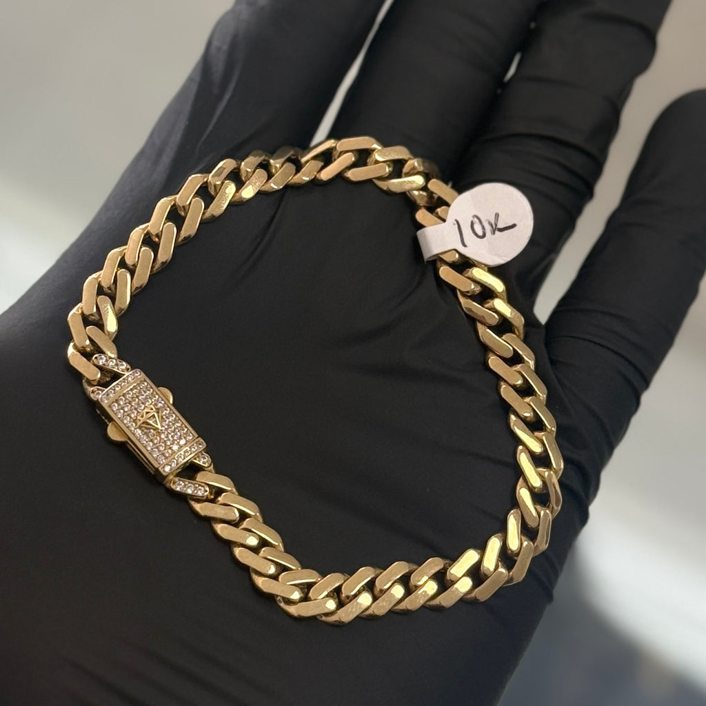 10k Gold 7mm Monaco Bracelet