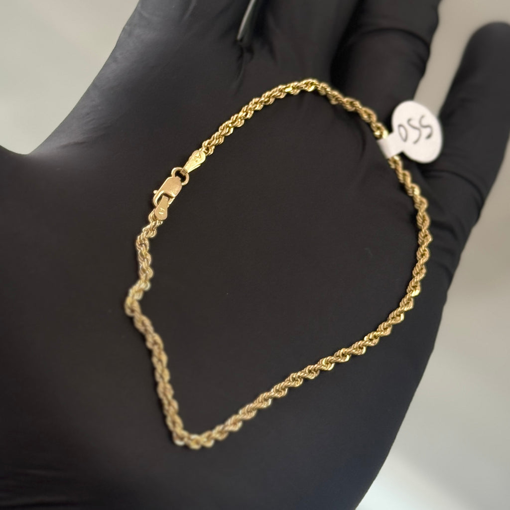 10k Gold 2.5mm Rope Bracelet