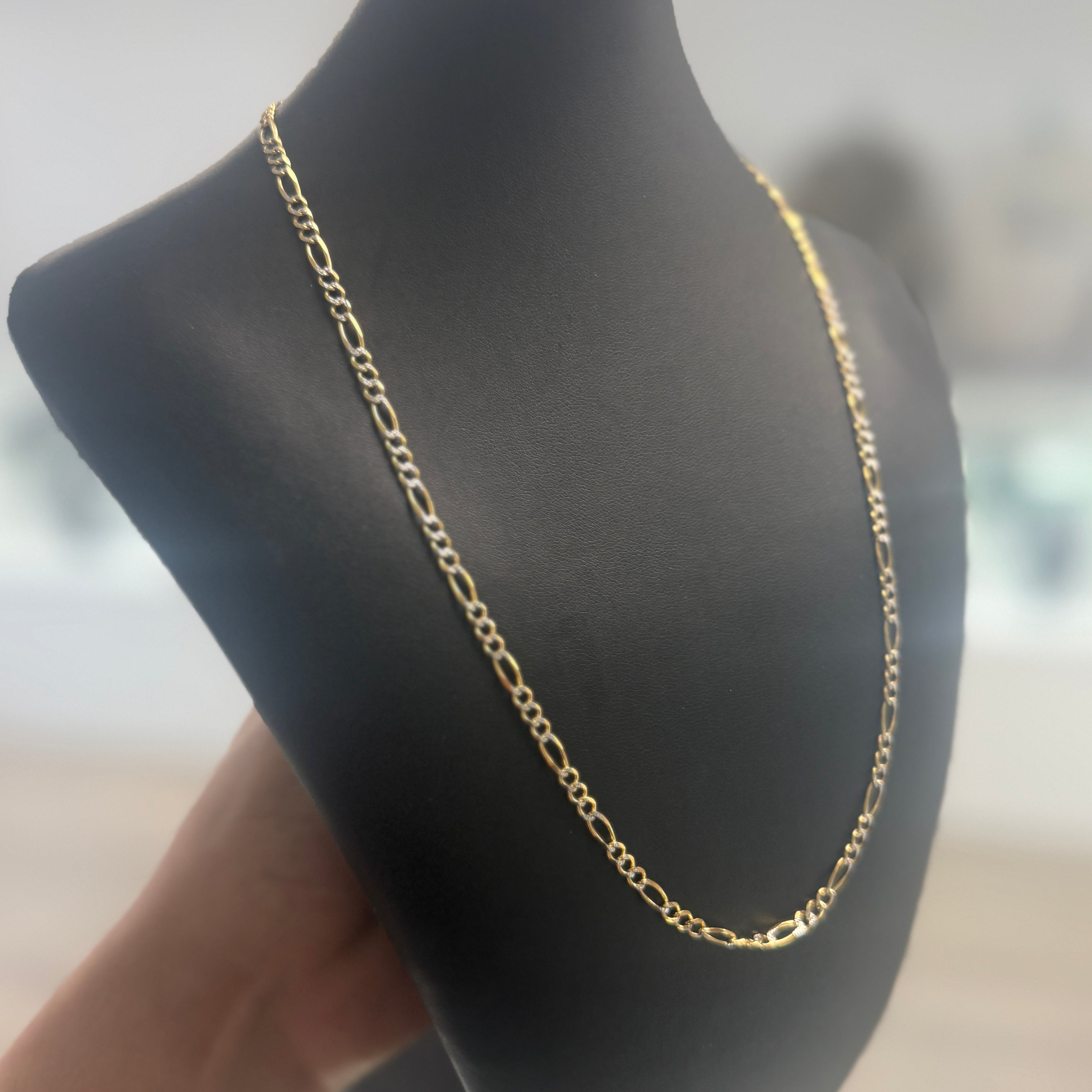 10k Gold 3mm Figaro Diamond Cut Chain