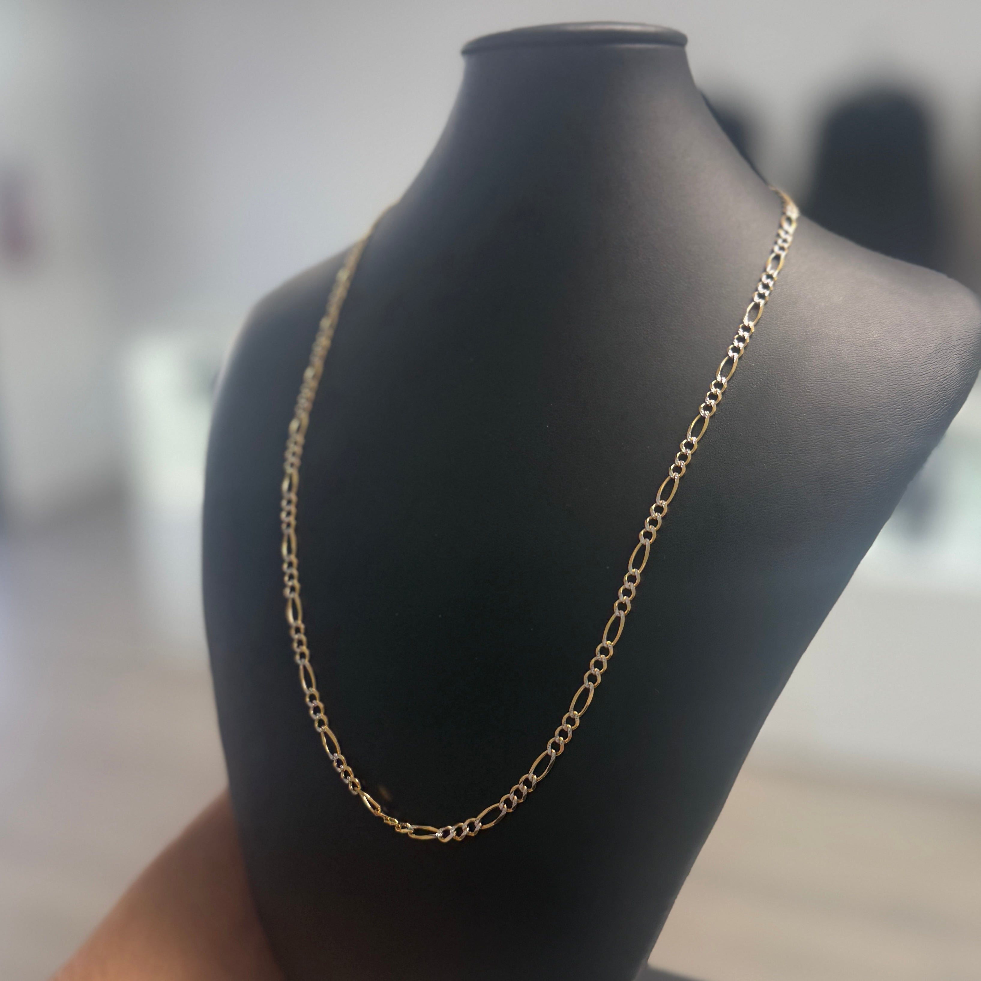 10k Gold 3mm Figaro Diamond Cut Chain