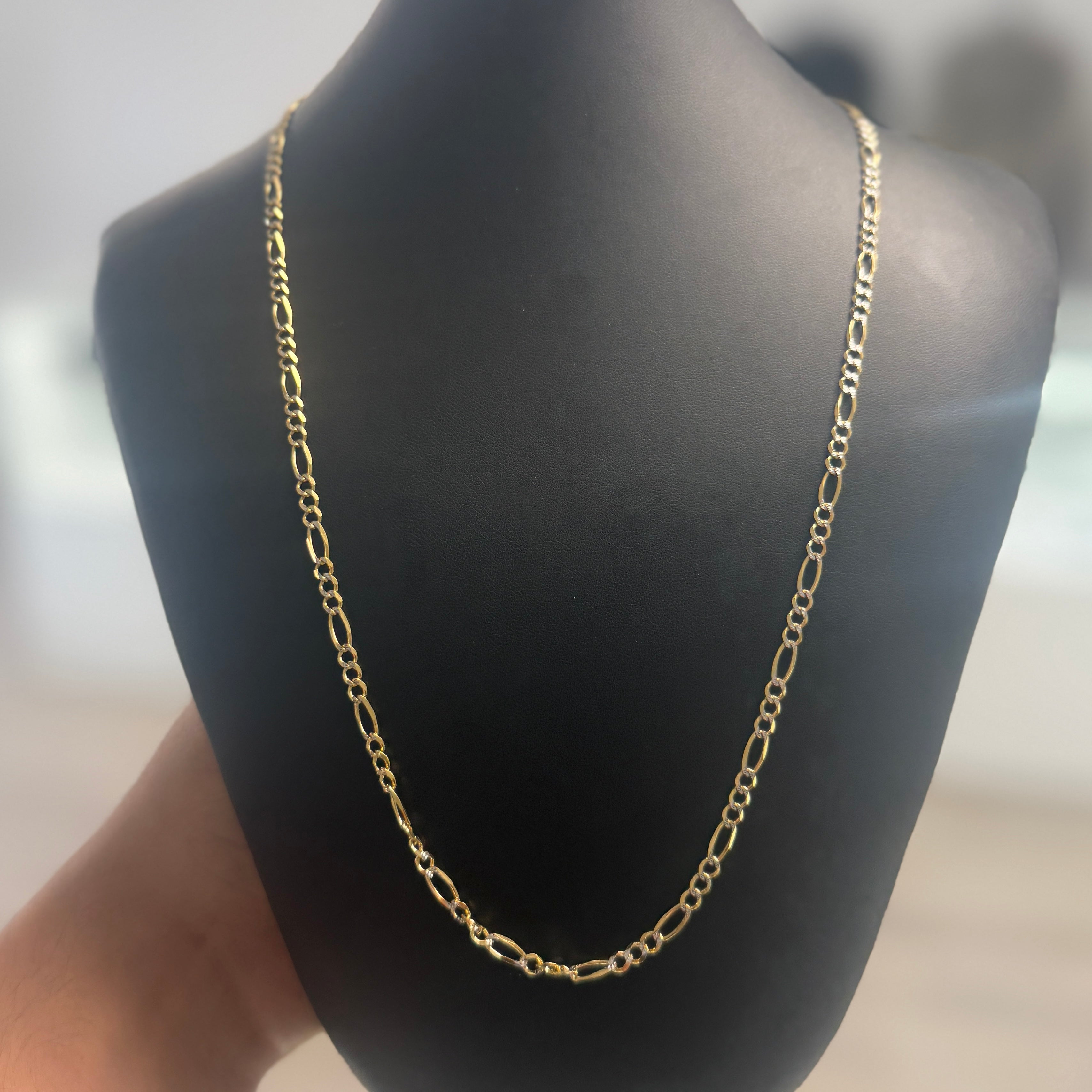 10k Gold 3mm Figaro Diamond Cut Chain