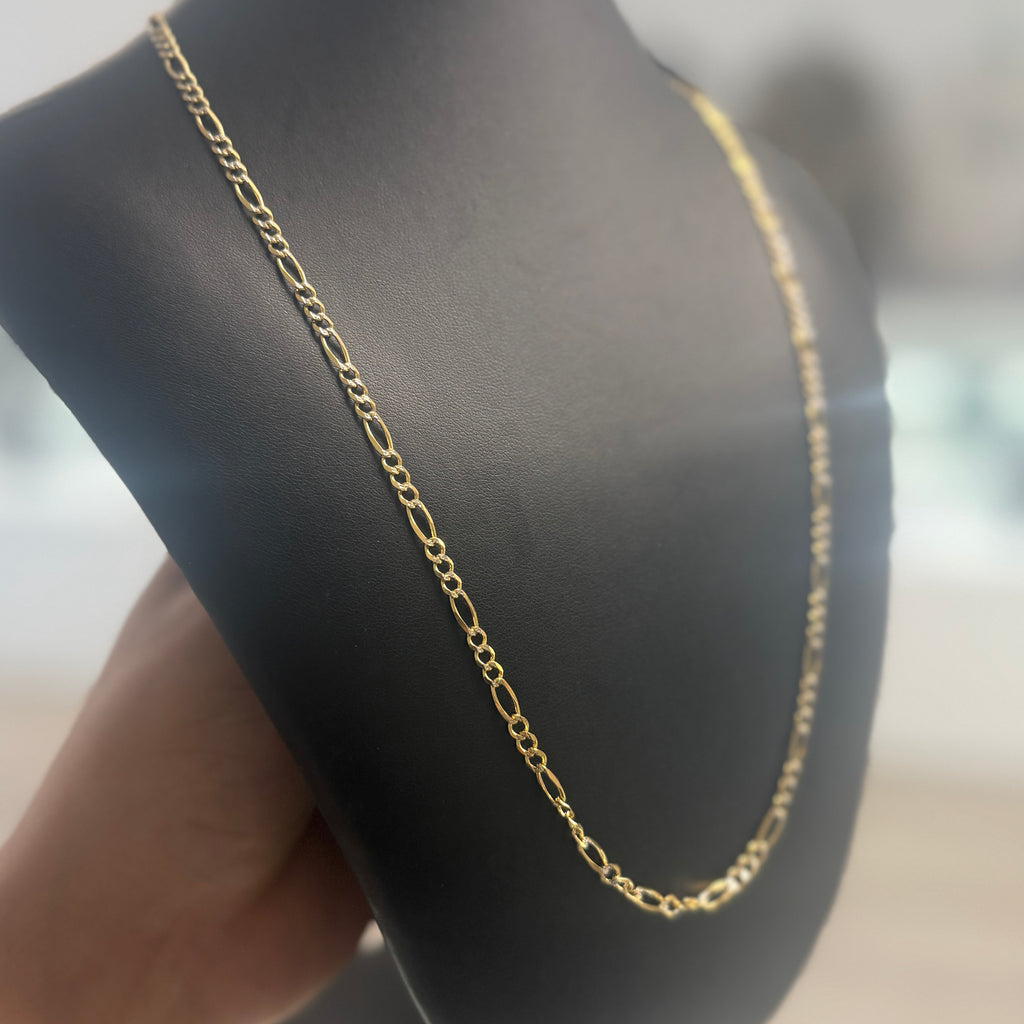 10k Gold 3mm Figaro Diamond Cut Chain