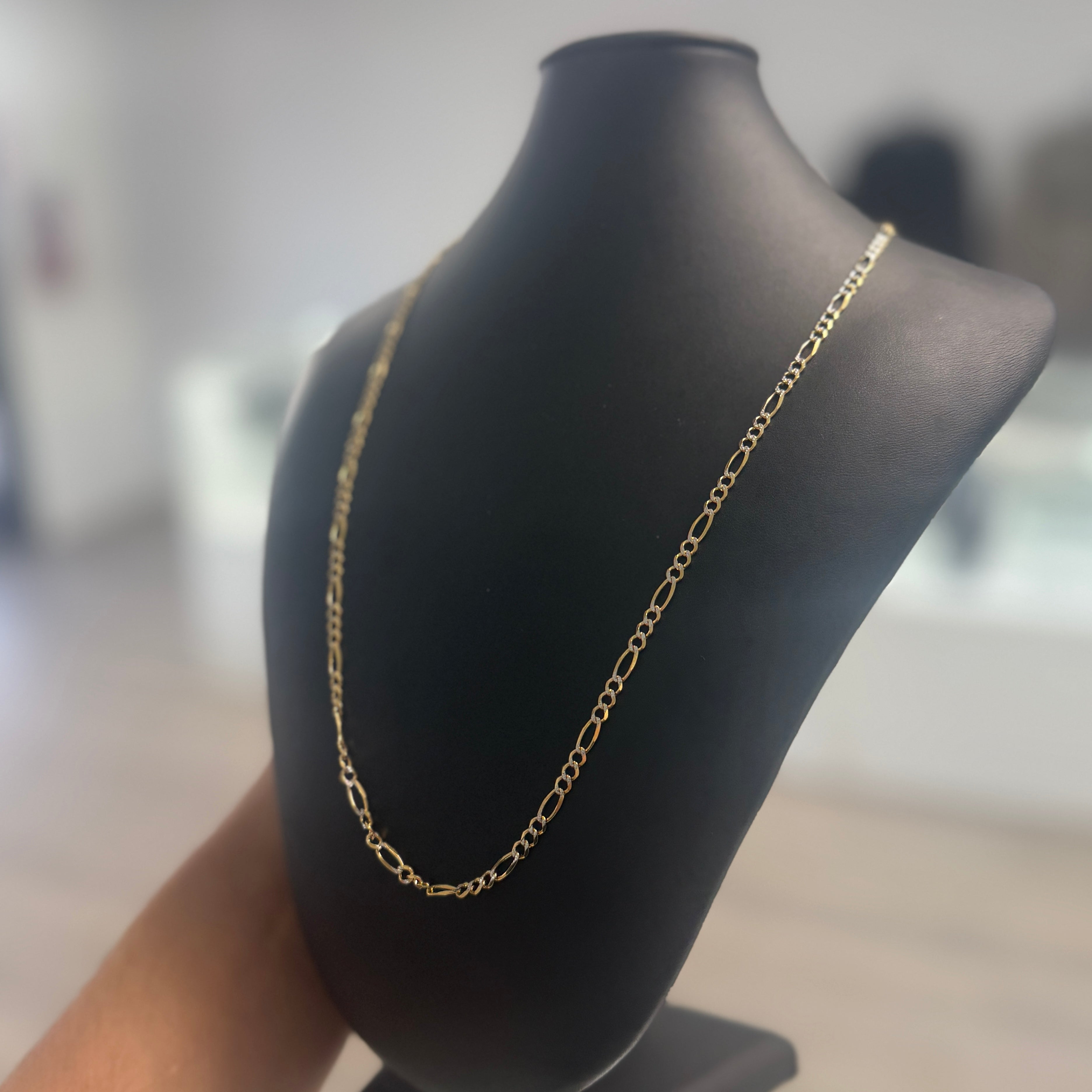10k Gold 3mm Figaro Diamond Cut Chain