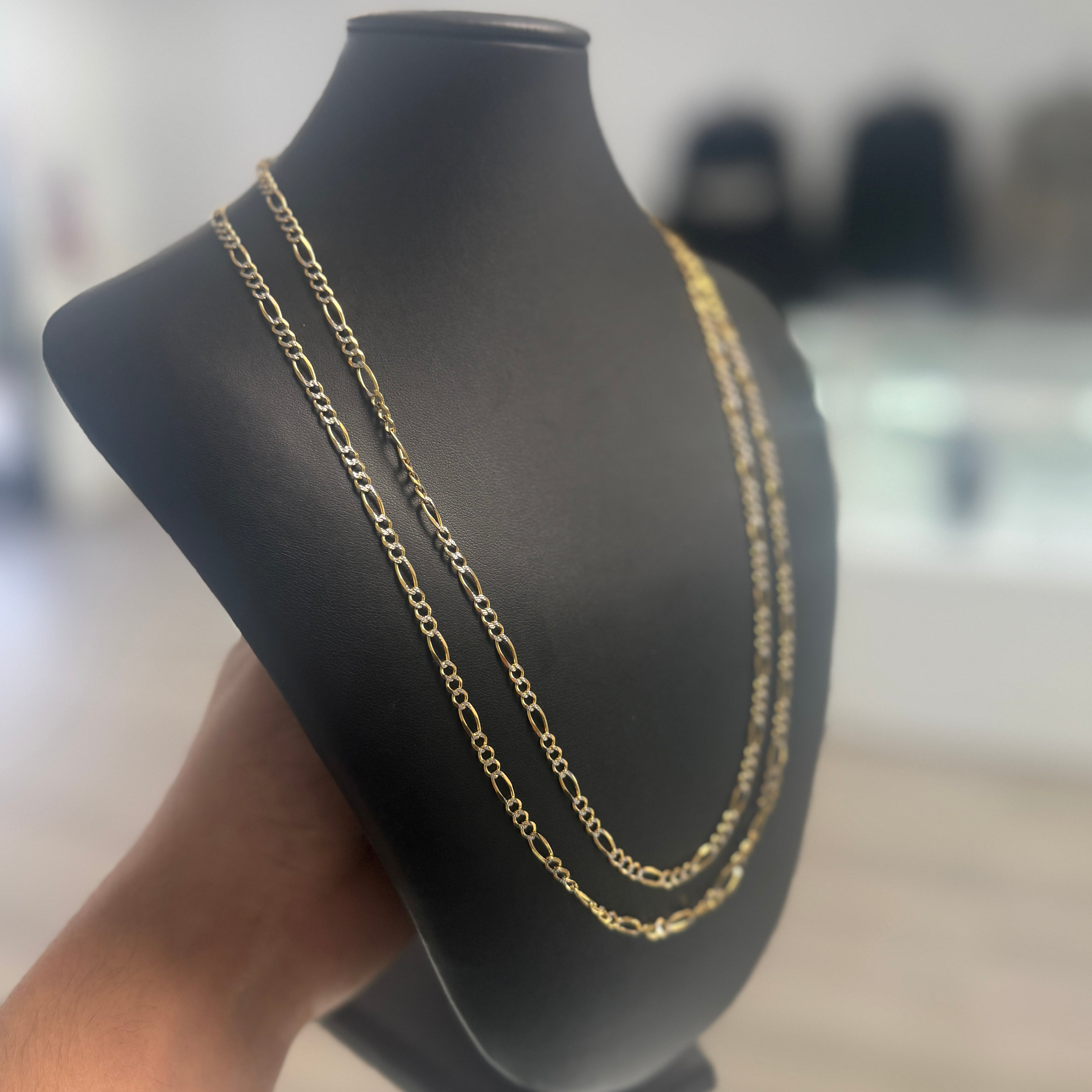 10k Gold 3mm Figaro Diamond Cut Chain