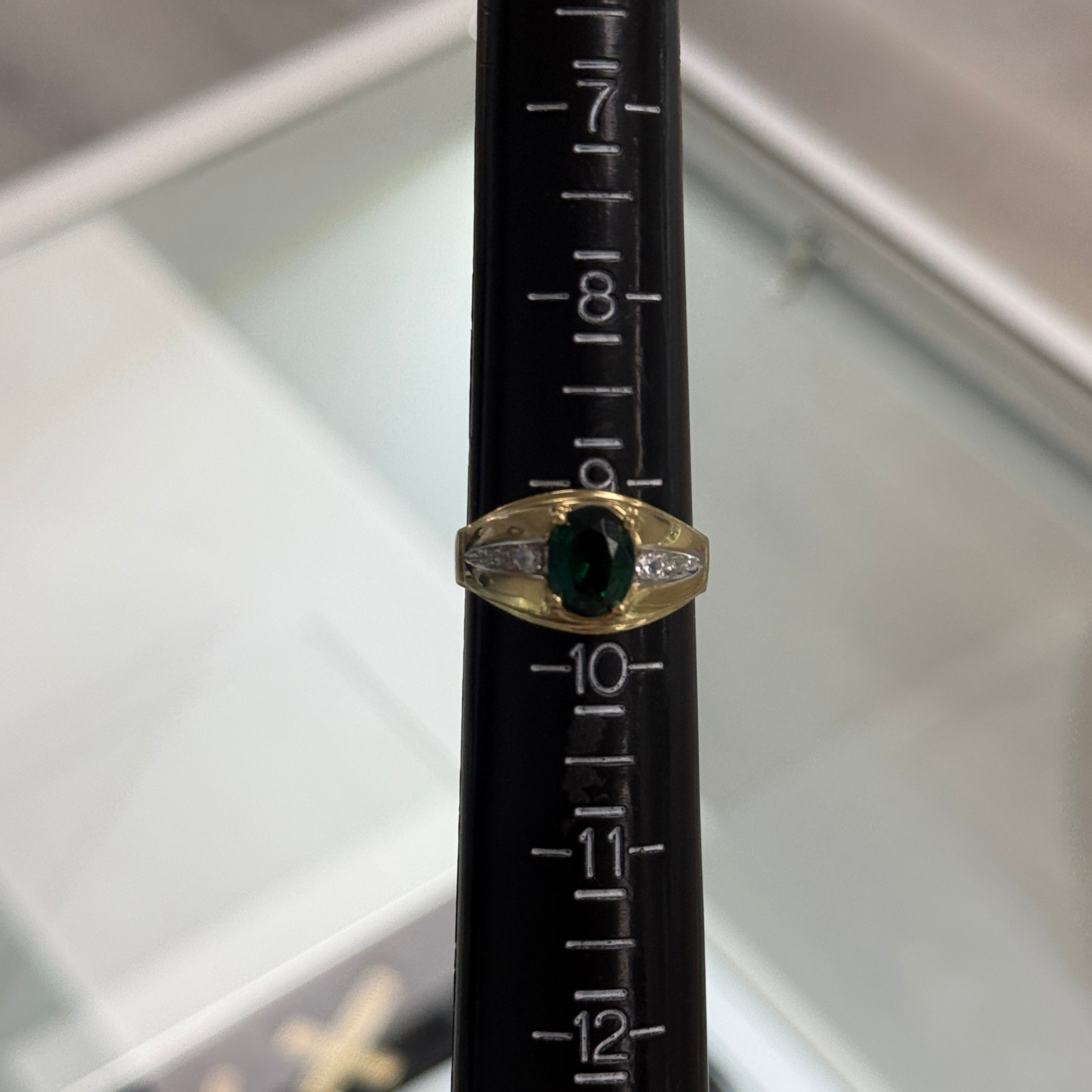 10k Gold Green Gemstone Ring