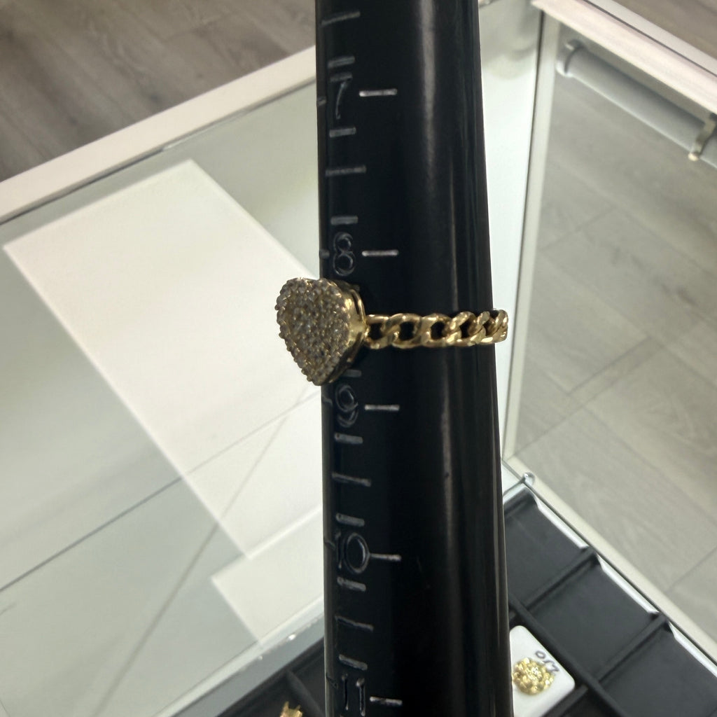 10k Gold Cuban Heart Ring