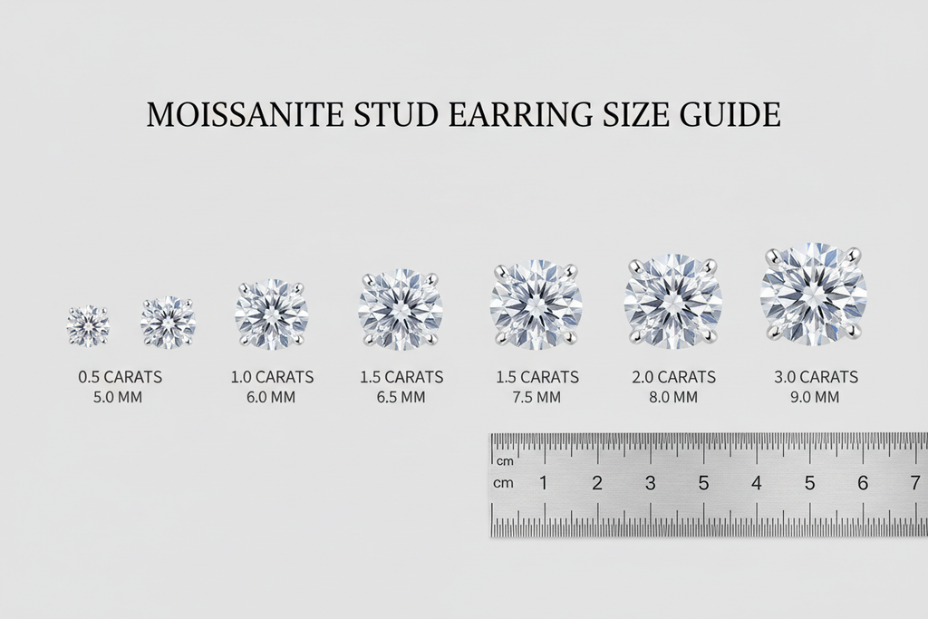 moissanite studs guide measurements
